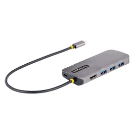 StarTech.com Adaptador Multipuertos USB-C 4K 60Hz, 3x USB-A 3.2, PD 100W, Gris