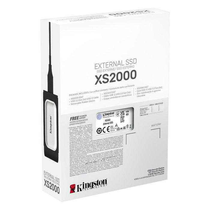 Kingston XS2000 SSD Portátil 4 TB USB 3.2 Gen 2 Tipo C 2000 MB/s Negro Plata Unidad de Estado Sólido Externa Resistente al Polvo