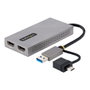 StarTech.com Adaptador USB a Doble HDMI (USB-A/USB-C) 4K/1080p Gris