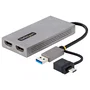 StarTech 107B-USB-HDMI Adaptador Gráfico USB a 2 HDMI Dual 4K 30Hz + 1080p para Windows, macOS y Chrome OS - Gris - Aumenta la Productividad
