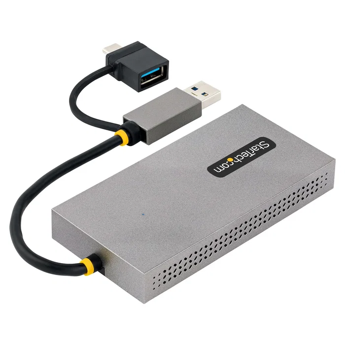 StarTech 107B-USB-HDMI Adaptador Gráfico USB a 2 HDMI Dual 4K 30Hz + 1080p para Windows, macOS y Chrome OS - Gris - Aumenta la Productividad
