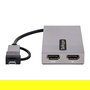 StarTech 107B-USB-HDMI Adaptador Gráfico USB a 2 HDMI Dual 4K 30Hz + 1080p para Windows, macOS y Chrome OS - Gris - Aumenta la Productividad