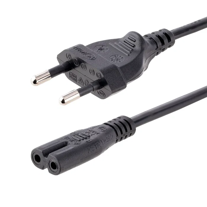 StarTech.com 752E-2M-POWER-LEAD - Cable de Alimentación 2m para Portátil, Enchufe UE a Conector IEC C7 (18AWG, Negro, 250V 2.5A) - Compatible con Lenovo, IBM
