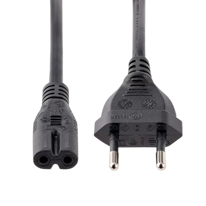 StarTech.com 752E-2M-POWER-LEAD - Cable de Alimentación 2m para Portátil, Enchufe UE a Conector IEC C7 (18AWG, Negro, 250V 2.5A) - Compatible con Lenovo, IBM