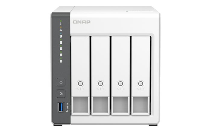 QNAP TS-433-4G Servidor NAS de Torre 4 Bahías con 4GB RAM, 2xPuertos 2.5GbE, CPU ARM 4-Core, Compatible con 4xHDD/SSD SATA y 2xM.2 NVMe PCIe Gen3