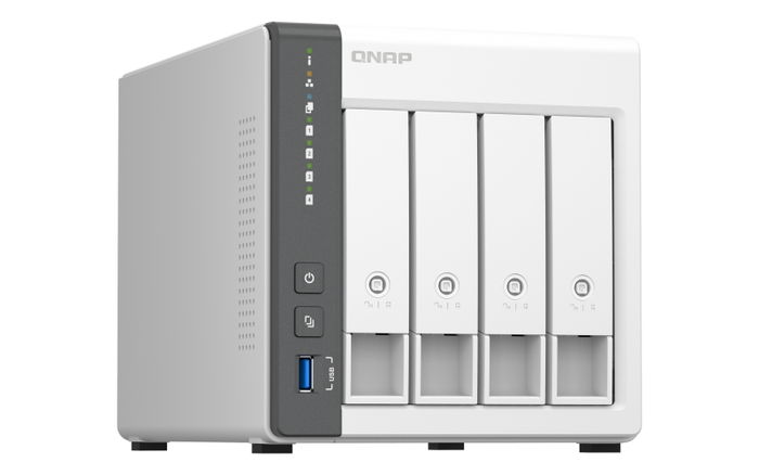 QNAP TS-433-4G Servidor NAS de Torre 4 Bahías con 4GB RAM, 2xPuertos 2.5GbE, CPU ARM 4-Core, Compatible con 4xHDD/SSD SATA y 2xM.2 NVMe PCIe Gen3