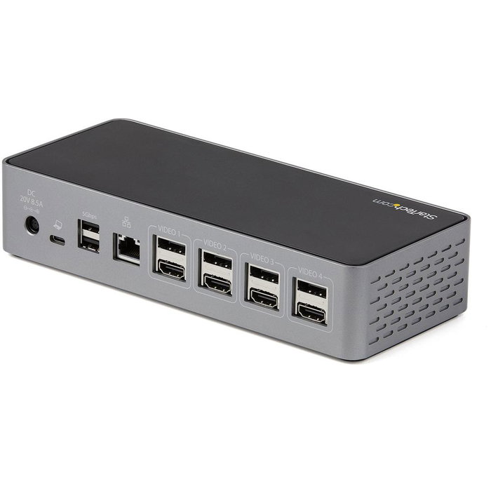 Startech Docking Station USB-C Mini - Replicador de Puertos para 4 Monitores con DisplayPort y HDMI, Soporte 4K a 60Hz, Power Delivery 100W