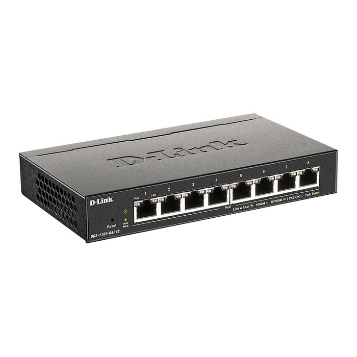 D-Link DGS-1100-08PV2 Switch gestionado L2/L3 Gigabit, 8 puertos PoE+ (30W) con presupuesto 64W, Full Duplex D-Link DGS-1100-08PV2 Switch gestionado L2/L3 Gigabit, 8 puertos PoE+ (30W) con presupuesto 64W, Full Duplex