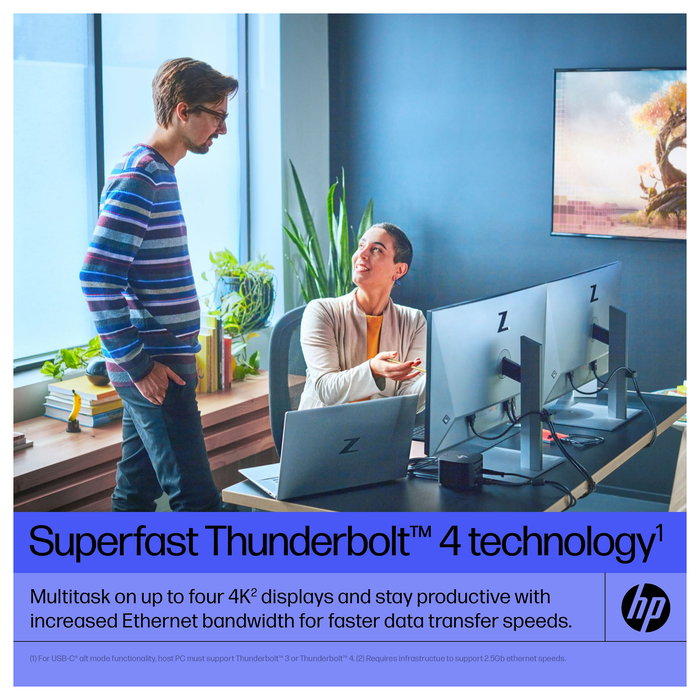 HP Dock Thunderbolt G4 280W con Cable Combo para Notebook y Workstation - 4 puertos USB 3.2, HDMI 2.0, DisplayPort, Ethernet, Kensington, Negro, Compatible con Windows/MacOS