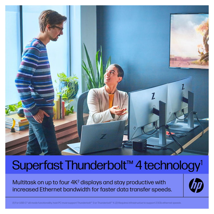 HP Dock Thunderbolt G4 280W con Cable Combo para Notebook y Workstation - 4 puertos USB 3.2, HDMI 2.0, DisplayPort, Ethernet, Kensington, Negro, Compatible con Windows/MacOS