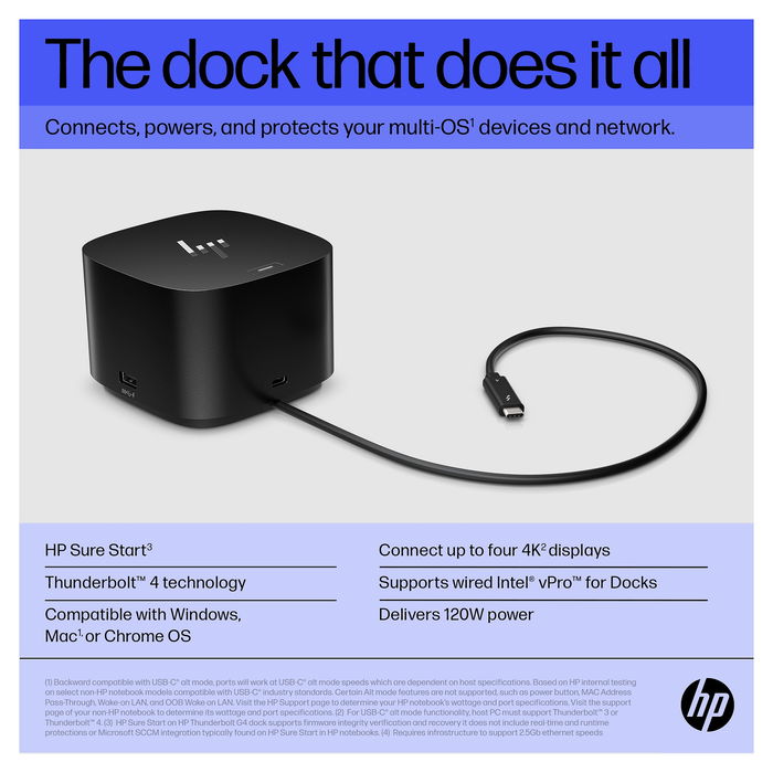 HP Docking Station Thunderbolt G4 120W Negro Thunderbolt 4 Puertos USB-C HDMI DisplayPort HP Docking Station Thunderbolt G4 120W Negro Thunderbolt 4 Puertos USB-C HDMI DisplayPort