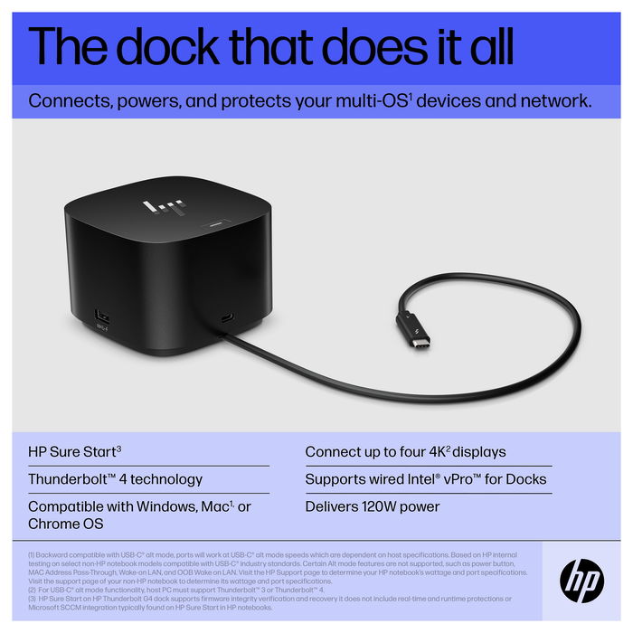 HP Docking Station Thunderbolt G4 120W Negro Thunderbolt 4 Puertos USB-C HDMI DisplayPort HP Docking Station Thunderbolt G4 120W Negro Thunderbolt 4 Puertos USB-C HDMI DisplayPort