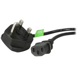 StarTech.com Cable de alimentación BS13U-1M-POWER-LEAD - 1m (3 pies) - Negro - BS1363 a C13 para PC/Monitor - UK/Reino Unido