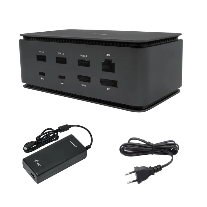 i-tec DUALDOCK100W Docking Station USB4 Metal - 80W PD, Dual 4K/8K HDMI + DisplayPort, Gigabit LAN, 7x USB, Lector Tarjetas + Cargador Universal USB-C 100W