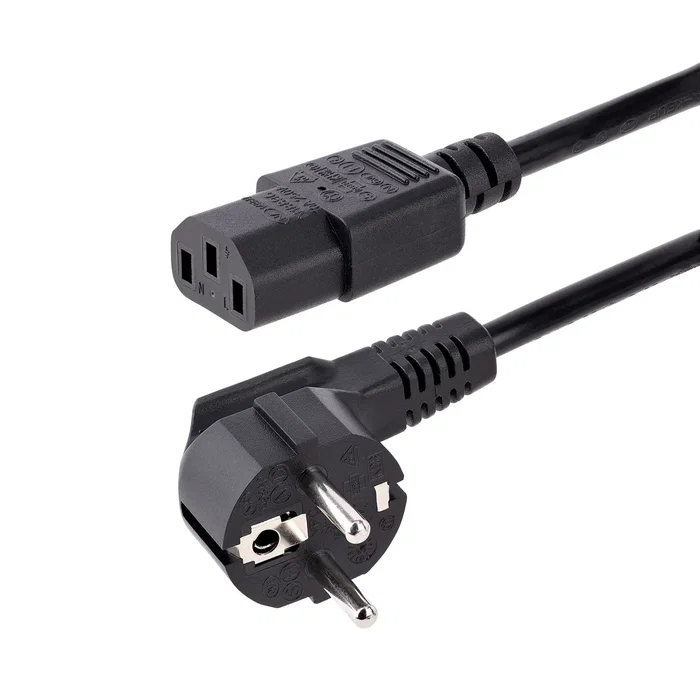 StarTech.com Cable de Alimentación 1m Negro - Enchufe UE Schuko CEE7/7 a IEC C13 Hembra para PC/Monitor - 18AWG, 250V 10A, 713E-1M-POWER-CORD