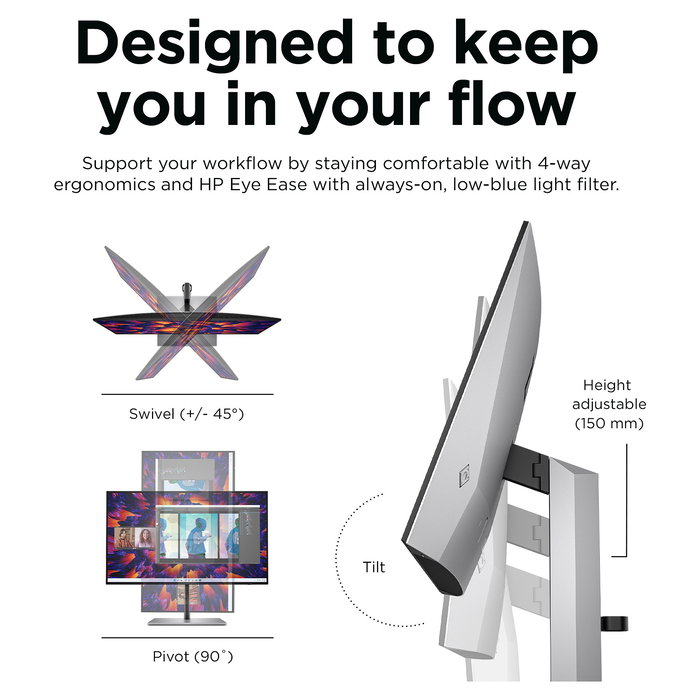 HP Z24q G3 Monitor QHD IPS 60.5cm/23.8 Pulgadas 2560x1440 5ms 90Hz DisplayHDR 400 HDMI DisplayPort VESA Plata