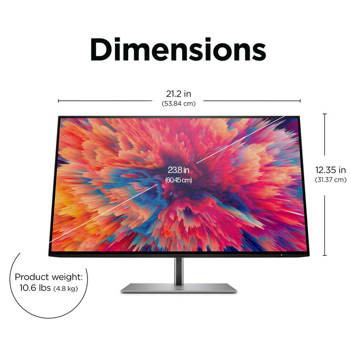 HP Z24q G3 Monitor QHD IPS 60.5cm/23.8 Pulgadas 2560x1440 5ms 90Hz DisplayHDR 400 HDMI DisplayPort VESA Plata