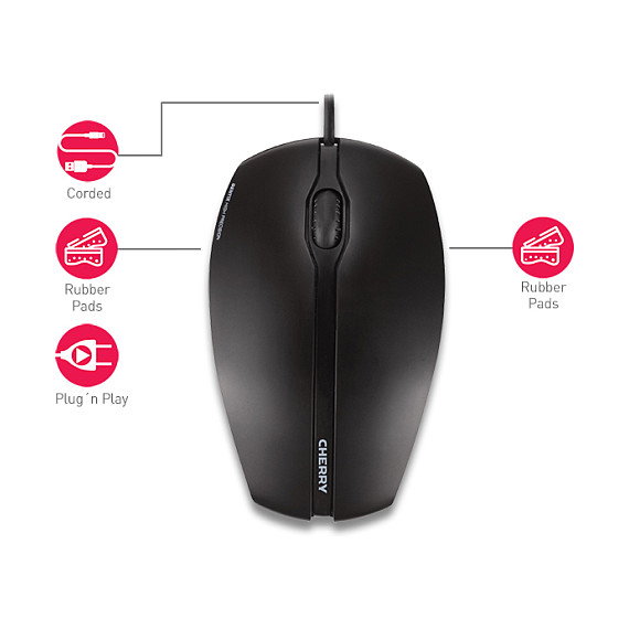 Cherry Gentix Illuminated Ratón Óptico USB Tipo A 1000 DPI Negro Ambidextro