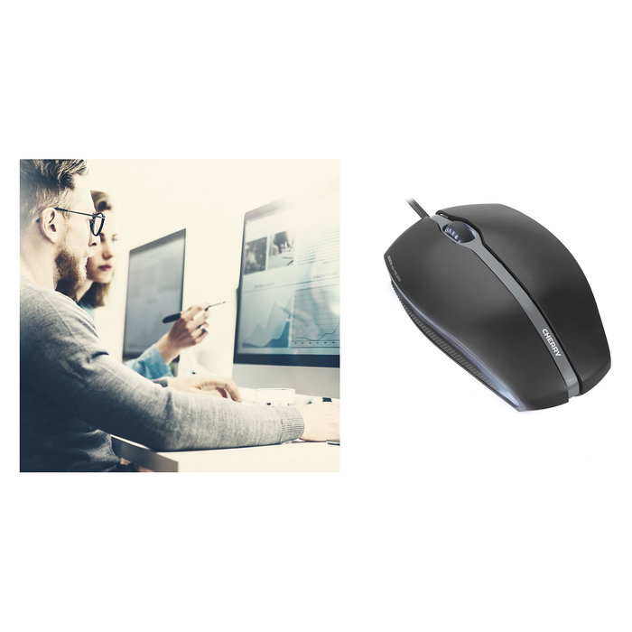 Cherry Gentix Illuminated Ratón Óptico USB Tipo A 1000 DPI Negro Ambidextro