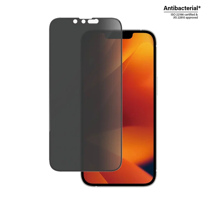 PanzerGlass Protector de Pantalla Privacy Vidrio Templado Ultra-Wide Fit para Apple iPhone 14, iPhone 13, iPhone 13 Pro, 1 Unidad, Aplicación en Seco