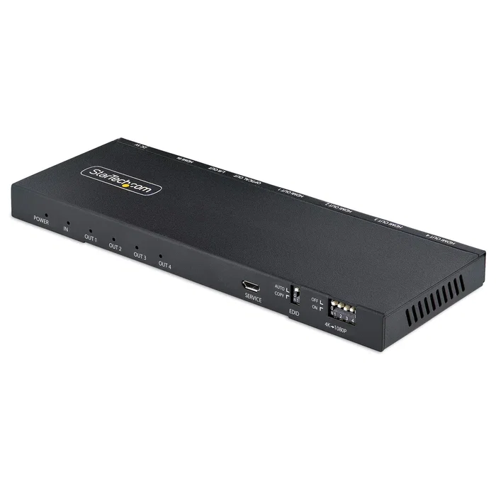 StarTech HDMI-SPLITTER-44K60S Divisor HDMI 4 Puertos - 4K 60Hz con Escalador Integrado - Audio Óptico y 3.5mm - Soporte HDR y 7.1 Canales