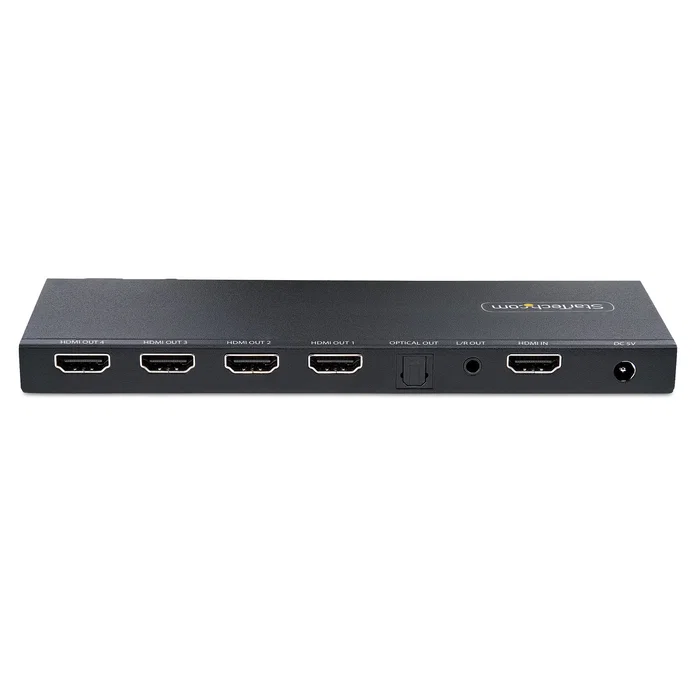 StarTech HDMI-SPLITTER-44K60S Divisor HDMI 4 Puertos - 4K 60Hz con Escalador Integrado - Audio Óptico y 3.5mm - Soporte HDR y 7.1 Canales