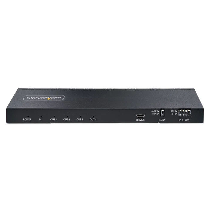 StarTech HDMI-SPLITTER-44K60S Divisor HDMI 4 Puertos - 4K 60Hz con Escalador Integrado - Audio Óptico y 3.5mm - Soporte HDR y 7.1 Canales
