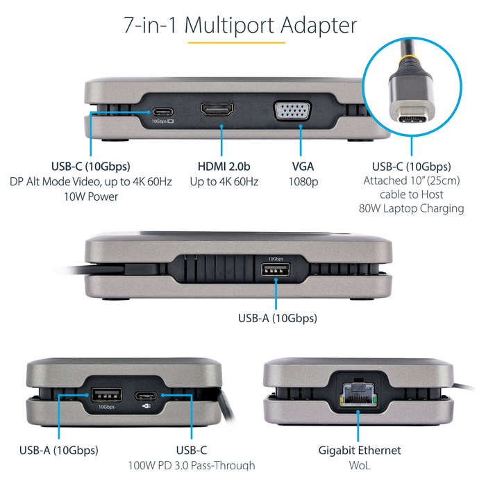 StarTech.com Adaptador Multipuertos USB-C HDMI 4K y VGA Gris StarTech.com Adaptador Multipuertos USB-C HDMI 4K y VGA Gris