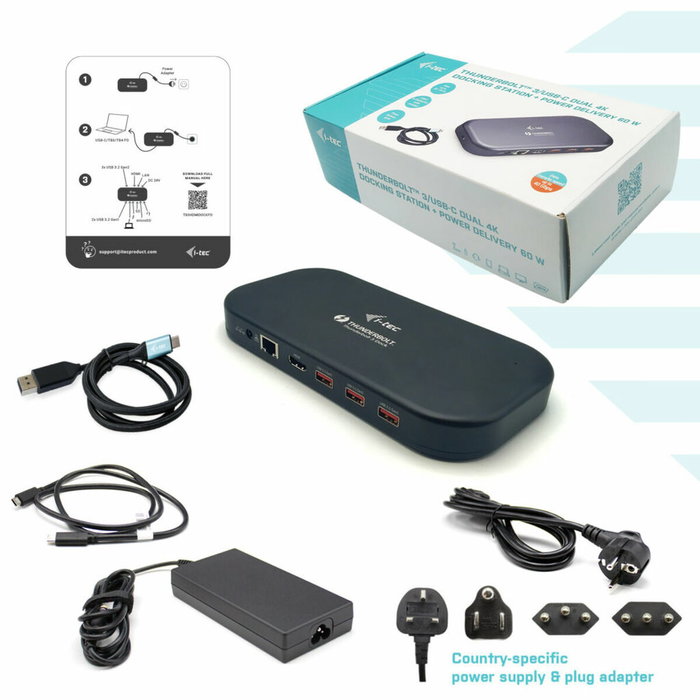 i-tec Docking Station Thunderbolt 3 Dual 4K Power Delivery 60W i-tec Docking Station Thunderbolt 3 Dual 4K Power Delivery 60W
