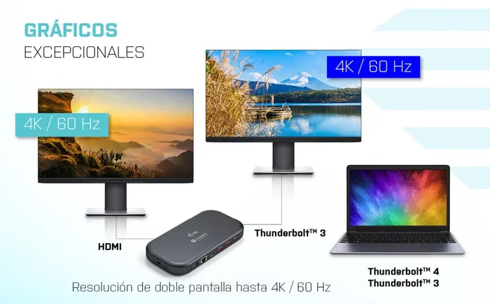 I-Tec TB 3 DUAL 4K Docking Station con Power Delivery 60W