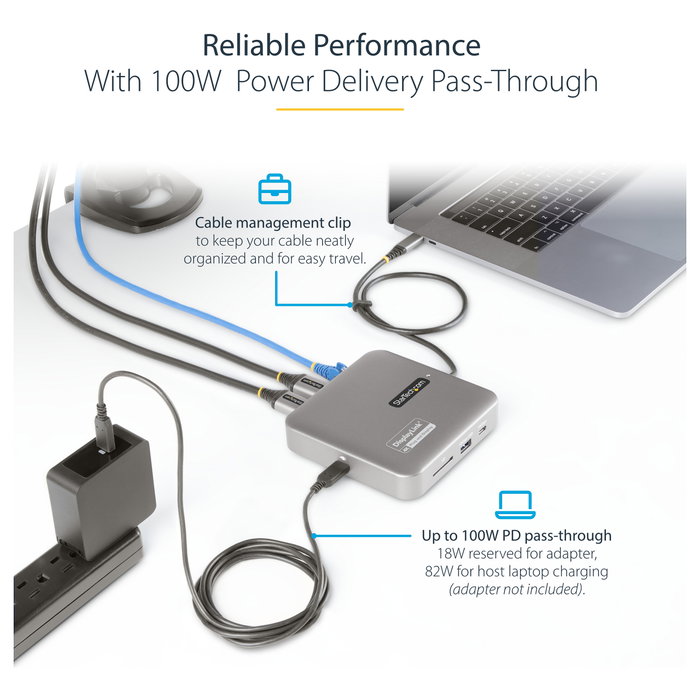 StarTech.com Adaptador Multipuertos USB C Doble HDMI 4K 60Hz Hub 10Gbps PD100W StarTech.com Adaptador Multipuertos USB C Doble HDMI 4K 60Hz Hub 10Gbps PD100W