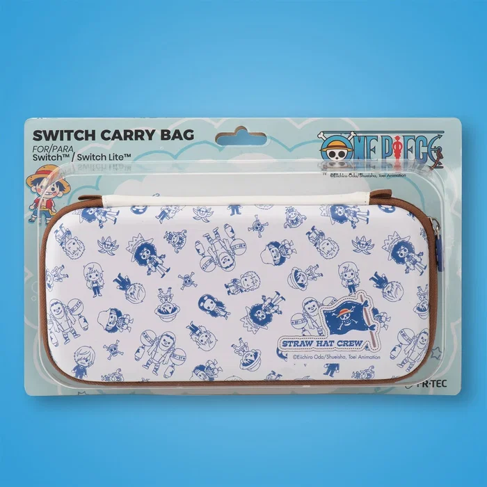 BLADE GAMING Funda Protección Maleta Nintendo Switch y Switch Lite One Piece Chibi - Estuche con Bolsillo para 10 Juegos - Azul, Marrón, Blanco