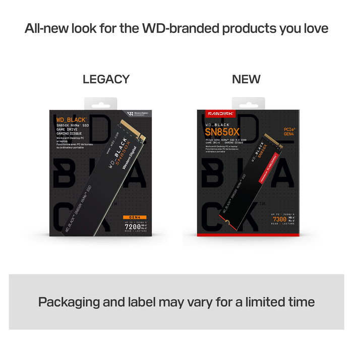 Western Digital WD_BLACK SN850X NVMe SSD 1 TB M.2 PCIe 4.0 x4, 7300 MB/s