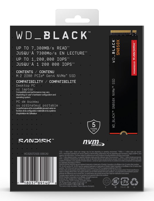Western Digital Black SN850X 2 TB M.2 NVMe Western Digital Black SN850X 2 TB M.2 NVMe