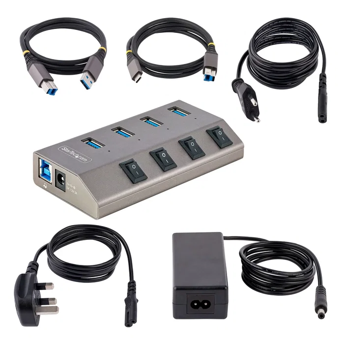 StarTech Hub USB-C de 4 puertos con interruptores individuales StarTech Hub USB-C de 4 puertos con interruptores individuales