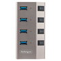 StarTech Hub USB-C de 4 puertos con interruptores individuales y alimentación externa, Gris