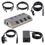 StarTech Hub USB-C de 4 puertos con interruptores individuales y alimentación externa, Gris