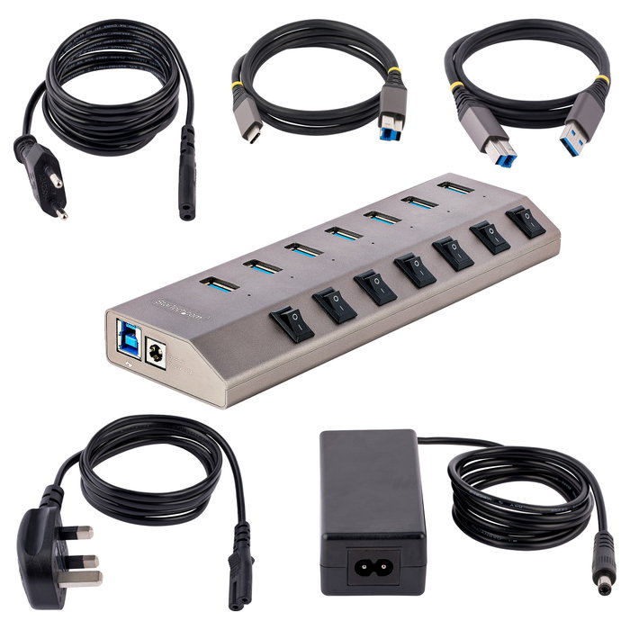 StarTech.com Hub USB-C de 7 Puertos USB-A con Interruptores Individuales y Fuente de Alimentación de 65 W StarTech.com Hub USB-C de 7 Puertos USB-A con Interruptores Individuales y Fuente de Alimentación de 65 W