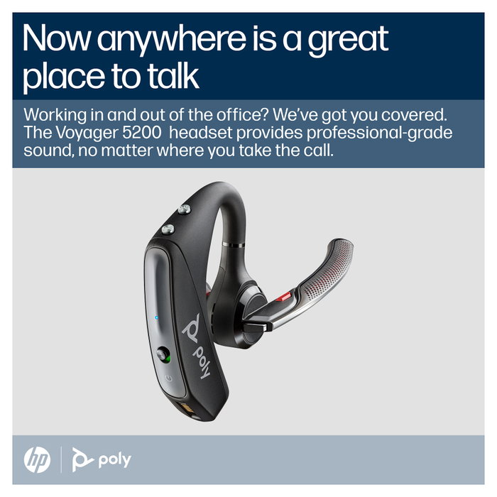 Poly Voyager 5200 Auriculares Inalámbricos Bluetooth con Adaptador BT700, Negro