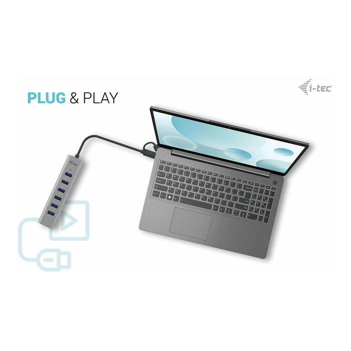 i-tec Hub USB-C Carga Metálico 7 Puertos - Hub de Carga USB-C