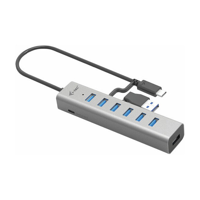 i-tec Hub USB-C Carga Metálico 7 Puertos - Hub de Carga USB-C
