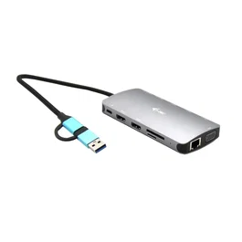 i-tec CANANOTDOCKPD Docking Station USB-C para Portátil - 2x HDMI 4K, VGA, 3 Monitores, 100W PD, Gigabit LAN, Lector SD, 5x USB, Plata - Compatible con Thunderbolt, USB4