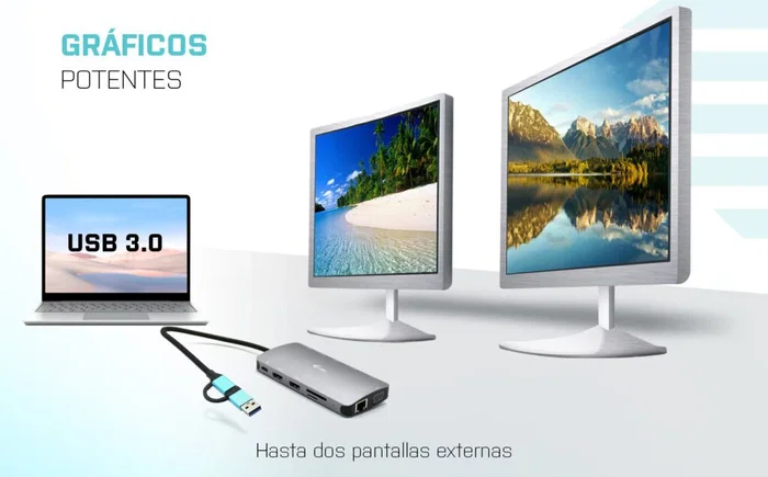 i-tec CANANOTDOCKPD Docking Station USB-C para Portátil - 2x HDMI 4K, VGA, 3 Monitores, 100W PD, Gigabit LAN, Lector SD, 5x USB, Plata - Compatible con Thunderbolt, USB4