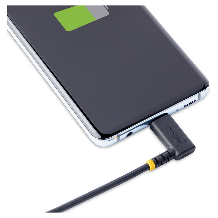 StarTech Cable USB-C Carga Rápida 60W PD, 0.3 m (30 cm), Conector en Ángulo Recto, Alta Resistencia con Fibra de Aramida, USB 2.0, 3A, Negro StarTech Cable USB-C Carga Rápida 60W PD, 0.3 m (30 cm), Conector en Ángulo Recto, Alta Resistencia con Fibra de Aramida, USB 2.0, 3A, Negro