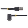 StarTech.com Cable USB-A a USB-C de 30 cm Acodado, Carga Rápida 3A, Negro