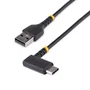 Startech R2ACR-30C-USB-CABLE Cable USB 2.0 USB-C en Ángulo Recto a USB-A de 30 cm, Negro, Carga Rápida 3A, para iPhone 15, Samsung Galaxy, iPad