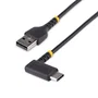 Startech R2ACR-30C-USB-CABLE Cable USB 2.0 USB-C en Ángulo Recto a USB-A de 30 cm, Negro, Carga Rápida 3A, para iPhone 15, Samsung Galaxy, iPad