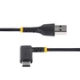 Startech R2ACR-30C-USB-CABLE Cable USB 2.0 USB-C en Ángulo Recto a USB-A de 30 cm, Negro, Carga Rápida 3A, para iPhone 15, Samsung Galaxy, iPad
