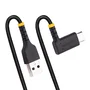 Startech R2ACR-30C-USB-CABLE Cable USB 2.0 USB-C en Ángulo Recto a USB-A de 30 cm, Negro, Carga Rápida 3A, para iPhone 15, Samsung Galaxy, iPad