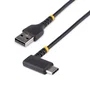 StarTech.com Cable USB-A a USB-C de 30 cm Acodado, Carga Rápida 3A, Negro